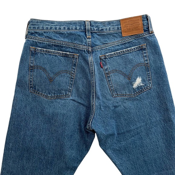 LEVI'S PREMIUM WEDGIE ANKLE JEANS Distressed Rigid Denim Women Size 31 - Picture 7 of 13